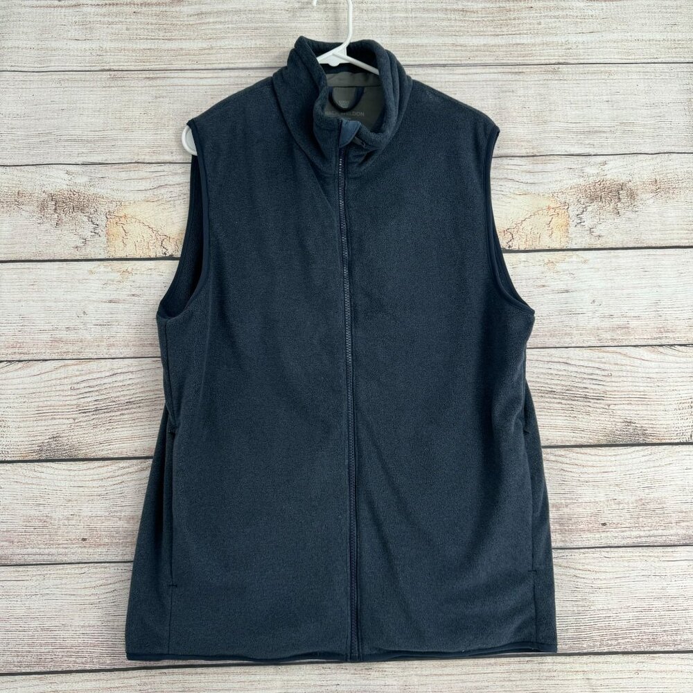 Mack Weldon Thermolite Fleece Full Zip‎ Vest Men's Size Medium Navy Blue